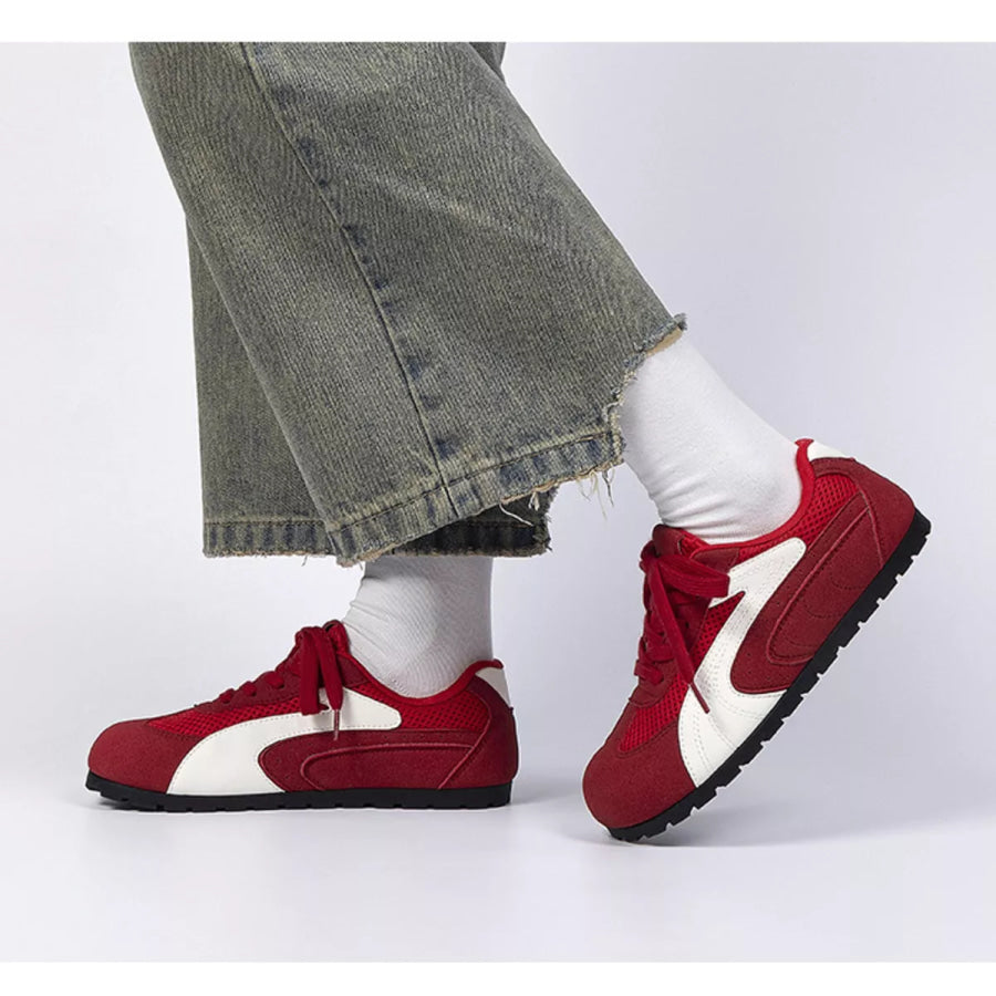Contrast Lace Up Casual Sneakers Apparel and Accessories