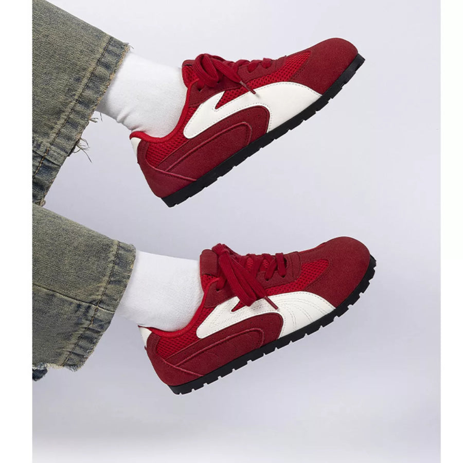 Contrast Lace Up Casual Sneakers Apparel and Accessories