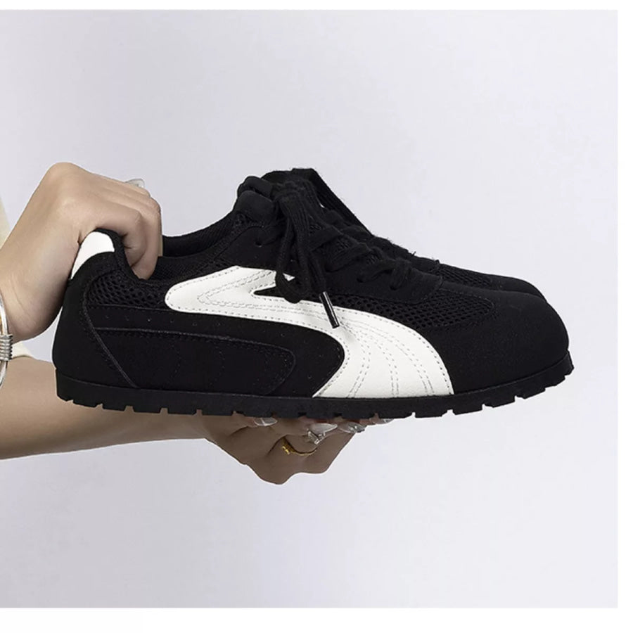 Contrast Lace Up Casual Sneakers Apparel and Accessories