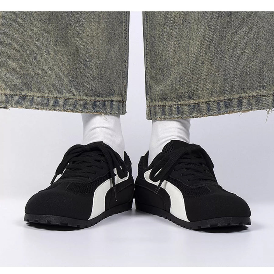 Contrast Lace Up Casual Sneakers Apparel and Accessories