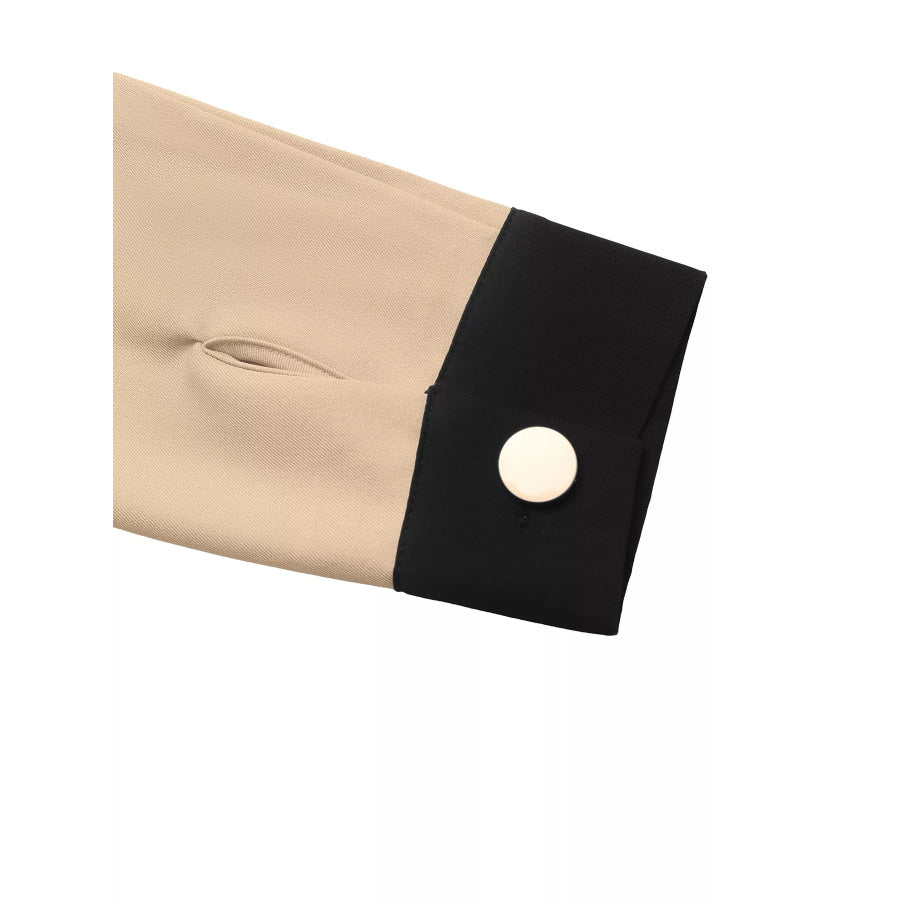 Contrast Lapel Button Front Midi Shirt Dress Apparel and Accessories