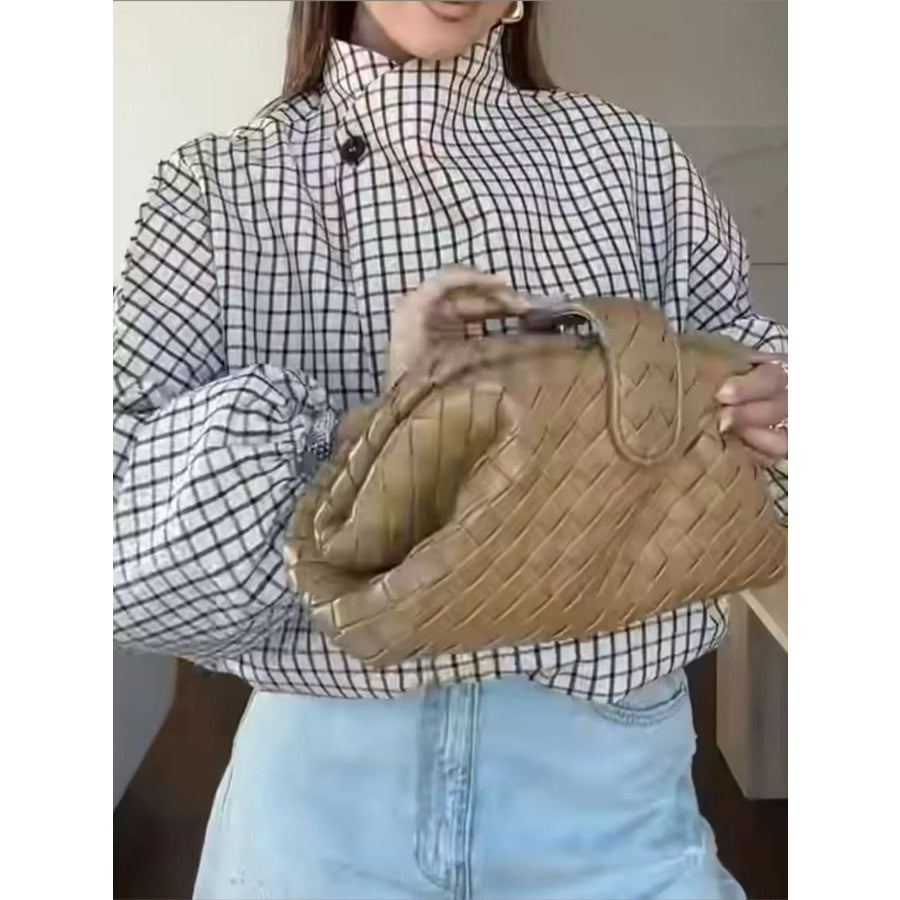 Contrast Lapel Plaid Casual Jacket Apparel and Accessories