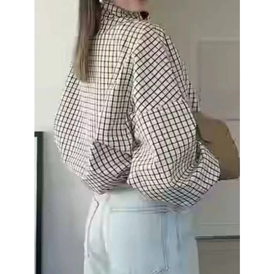 Contrast Lapel Plaid Casual Jacket Apparel and Accessories
