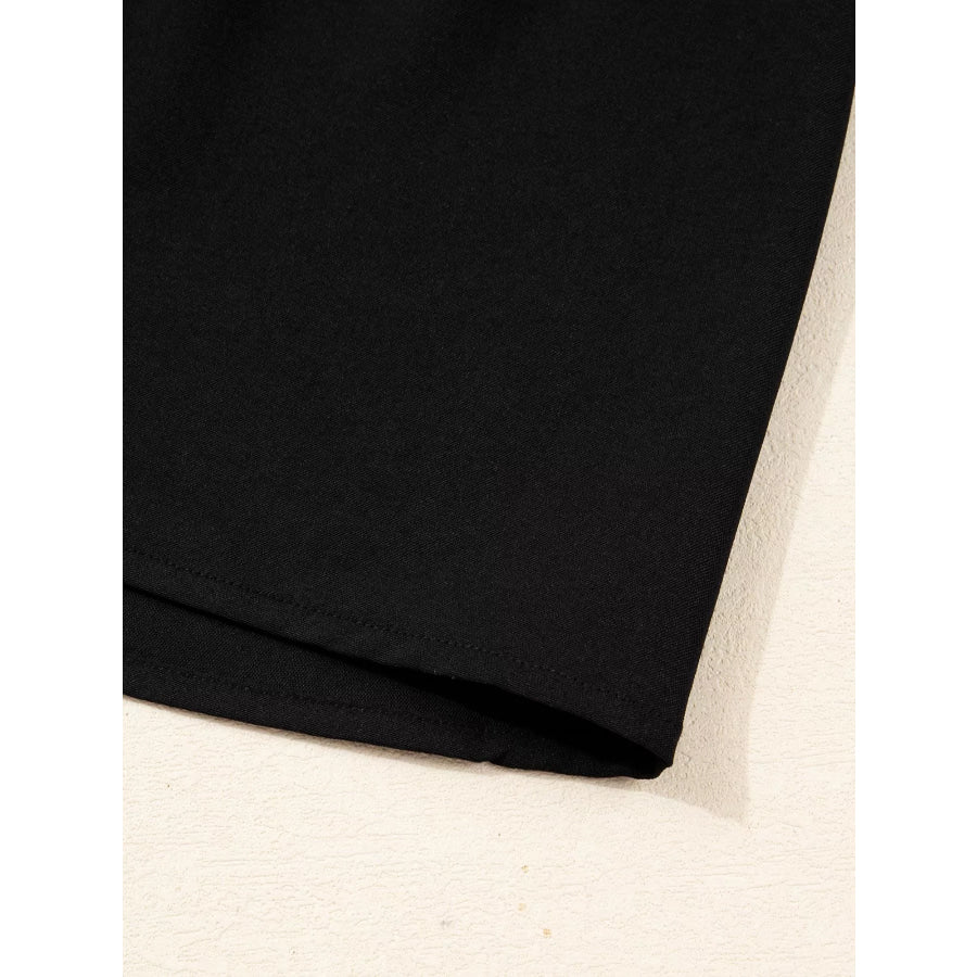 Contrast Leopard Frilled Trim V Neck Bracelet Sleeve Midi Dress Apparel and Accessories