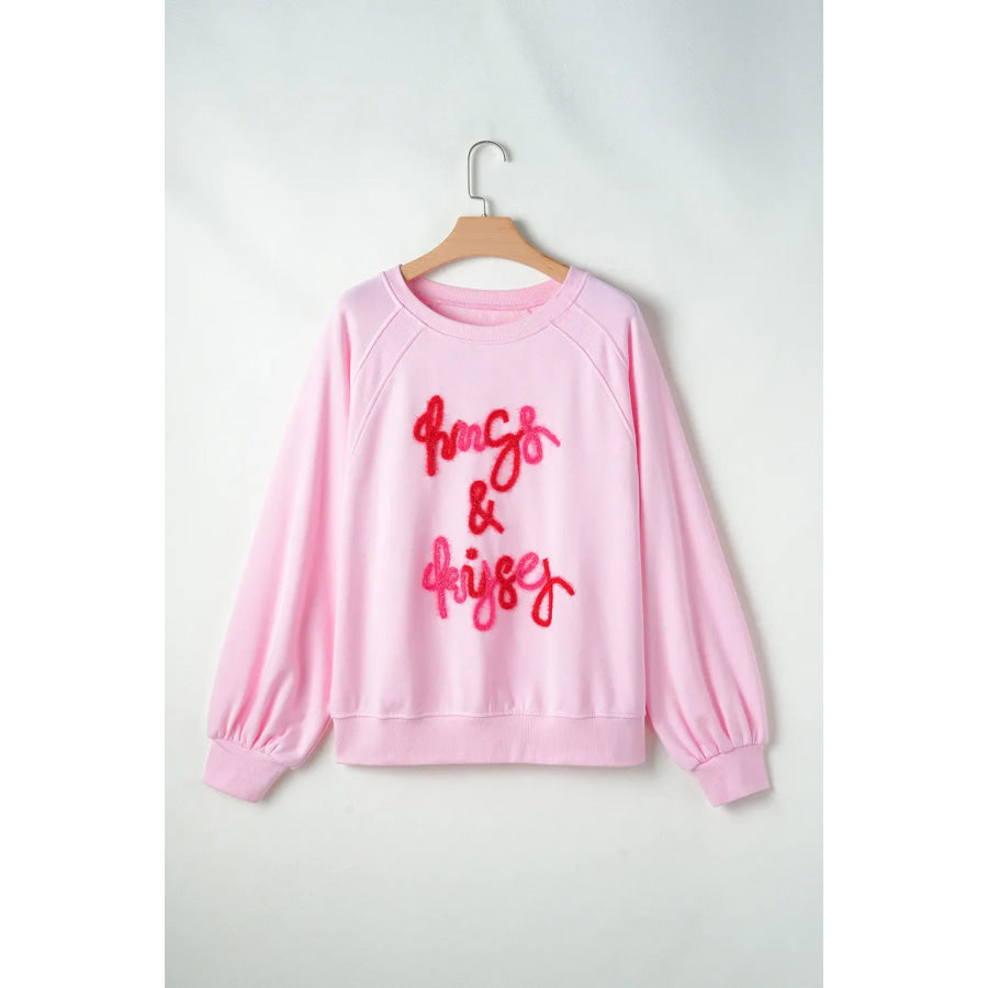 Contrast Letter Round Neck Long Sleeve Sweatshirt Apparel and Accessories