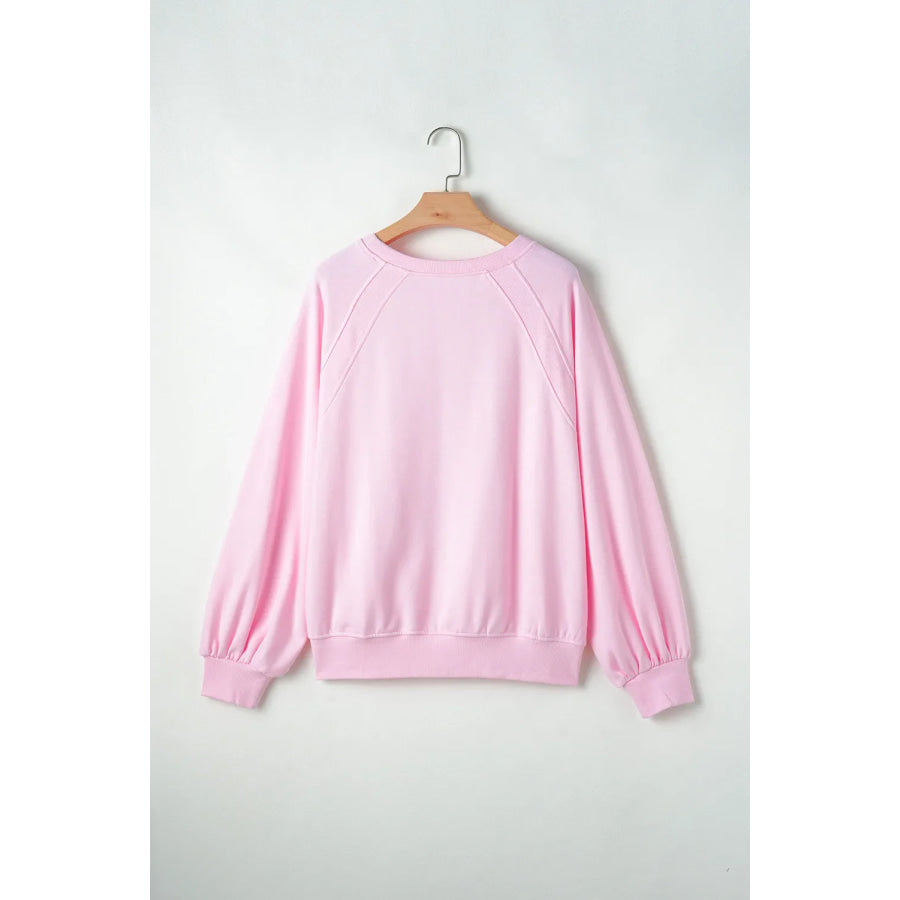 Contrast Letter Round Neck Long Sleeve Sweatshirt Apparel and Accessories