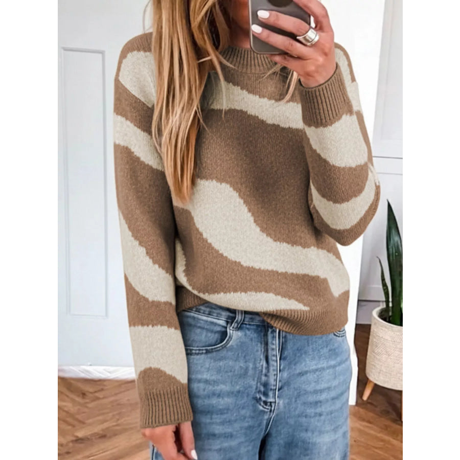 Contrast Long Sleeve Sweater Apparel and Accessories