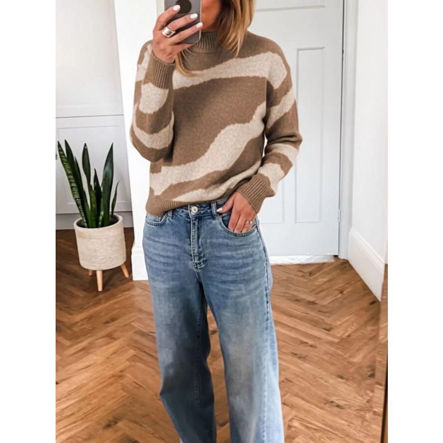 Contrast Long Sleeve Sweater Apparel and Accessories