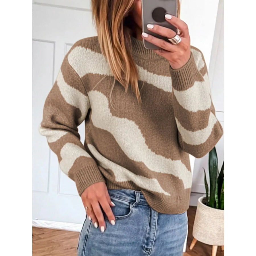 Contrast Long Sleeve Sweater Apparel and Accessories