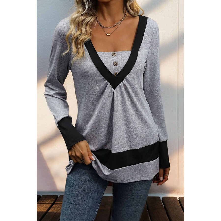 Contrast Long Sleeve T-Shirt Apparel and Accessories