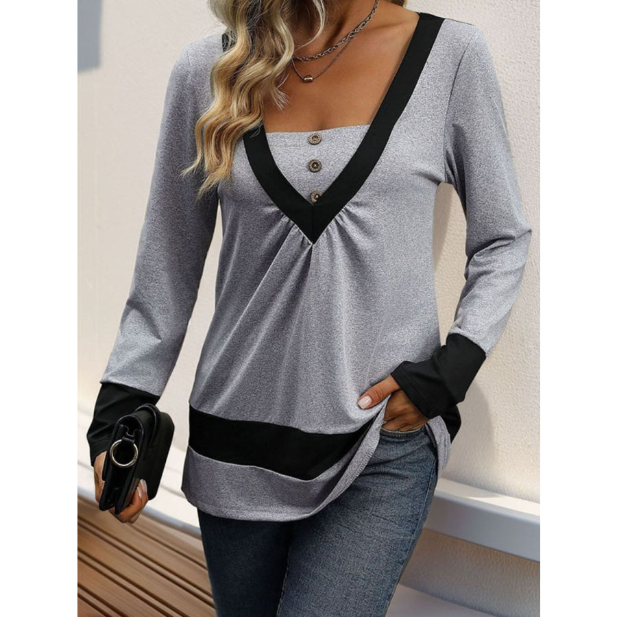 Contrast Long Sleeve T-Shirt Apparel and Accessories