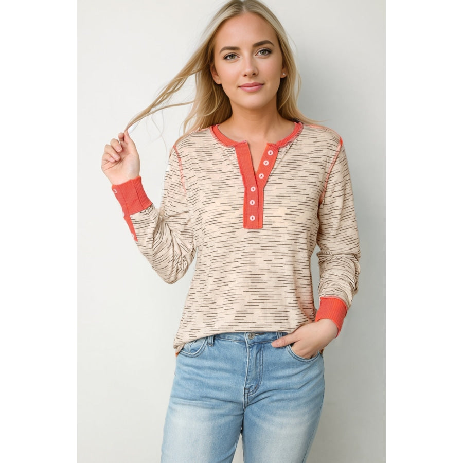 Contrast Long Sleeve Top