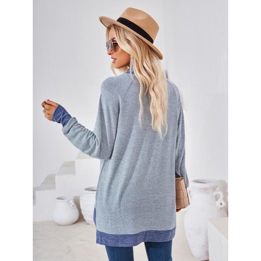 Contrast Mock Neck Long Sleeve T-Shirt