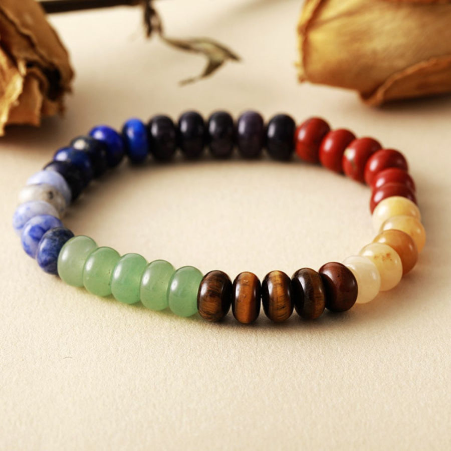 Contrast Natural Stone Bead Bracelet Style A / One Size Apparel and Accessories