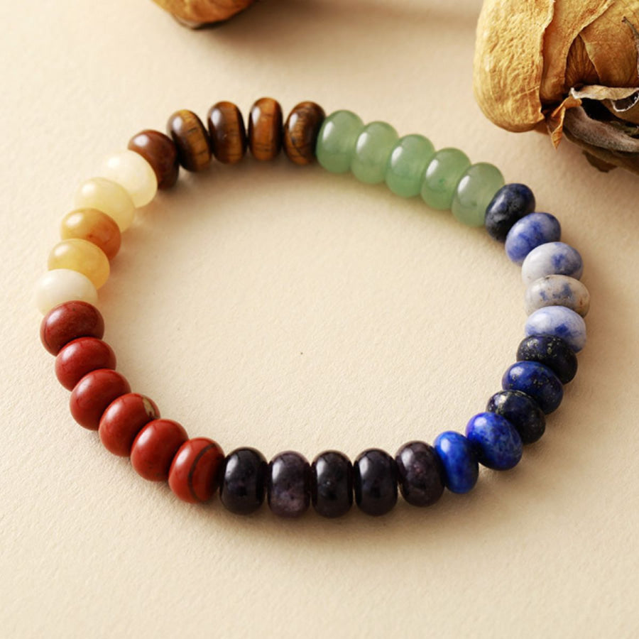 Contrast Natural Stone Bead Bracelet Style A / One Size Apparel and Accessories