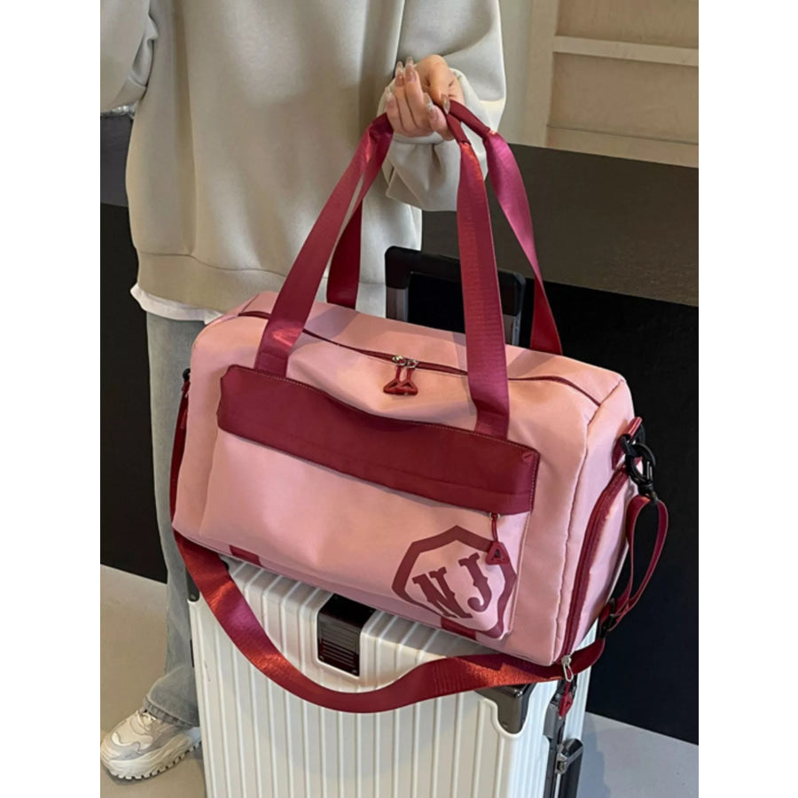 Contrast Oxford Cloth Travel Bag Pink / onesize Apparel and Accessories