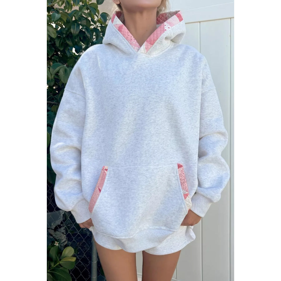 Contrast Patchwork Oversized Hoodie Light Gray / S Apparel and Accessories