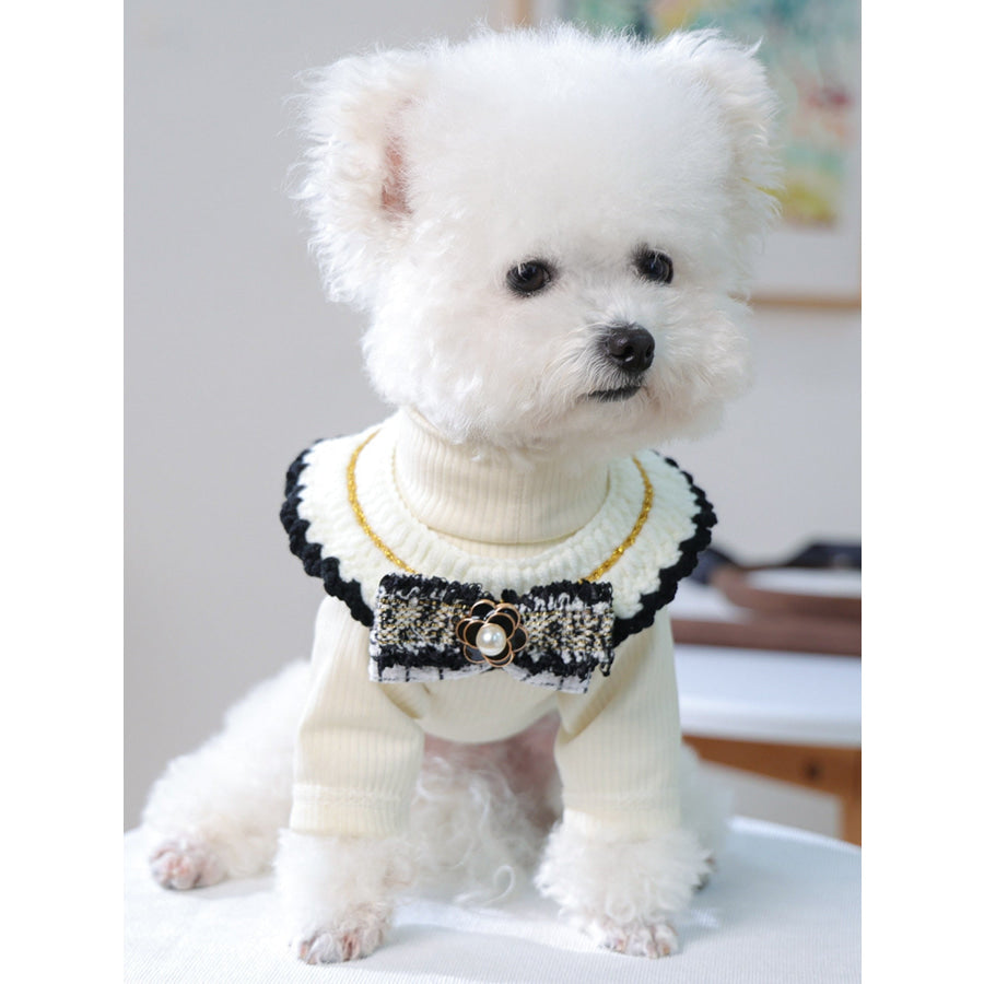 Contrast Pet Scarf Chanel Bow / One Size Apparel and Accessories