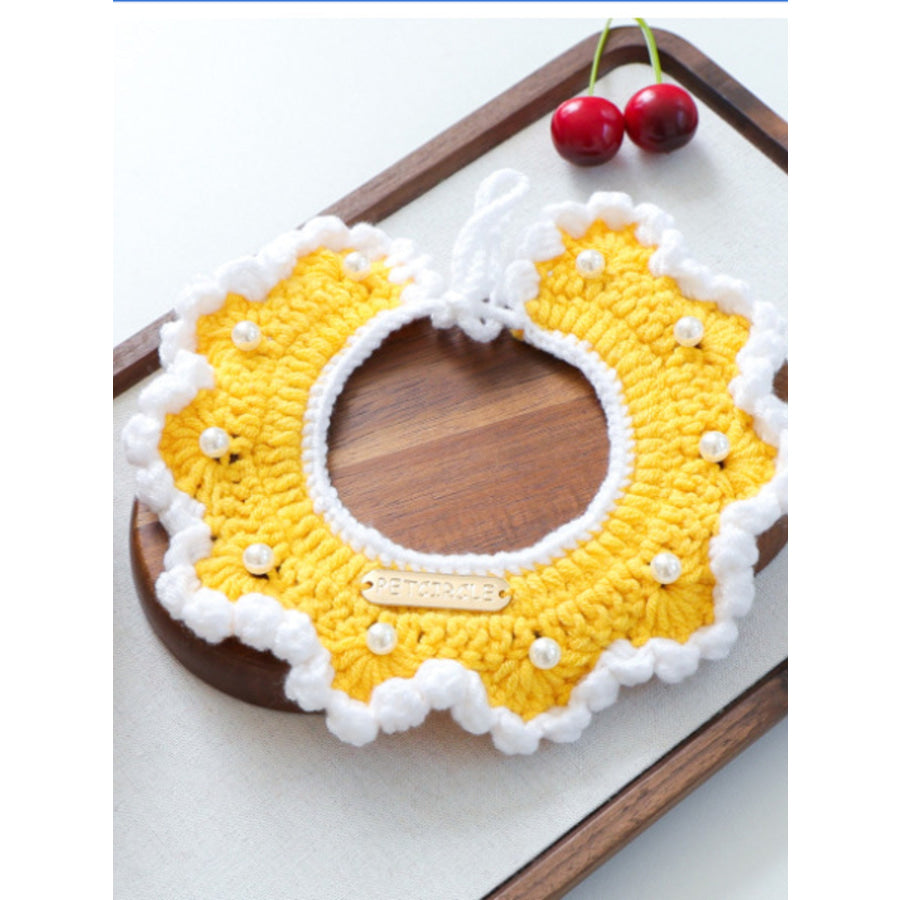 Contrast Pet Scarf Gold Pearl Wool / One Size Apparel and Accessories