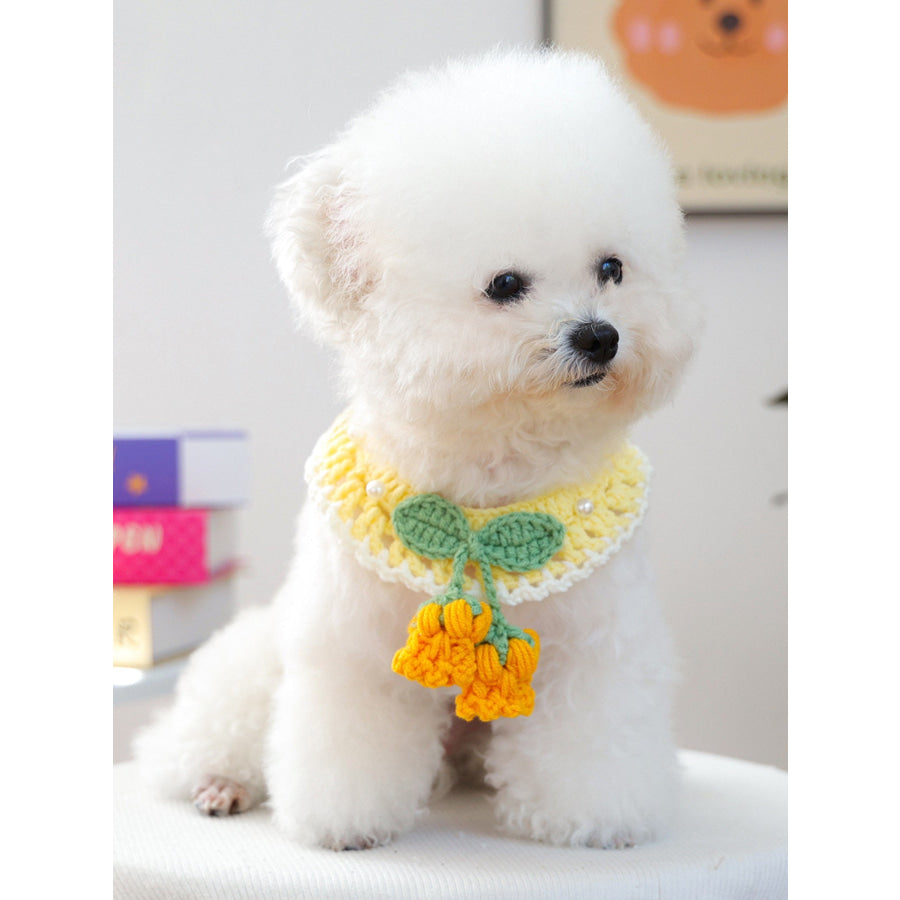 Contrast Pet Scarf Pink Wool / One Size Apparel and Accessories