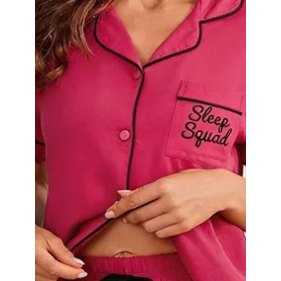 Contrast Piping Button-Down Shirt and Ruffle Shorts Lounge Set Apparel Accessories