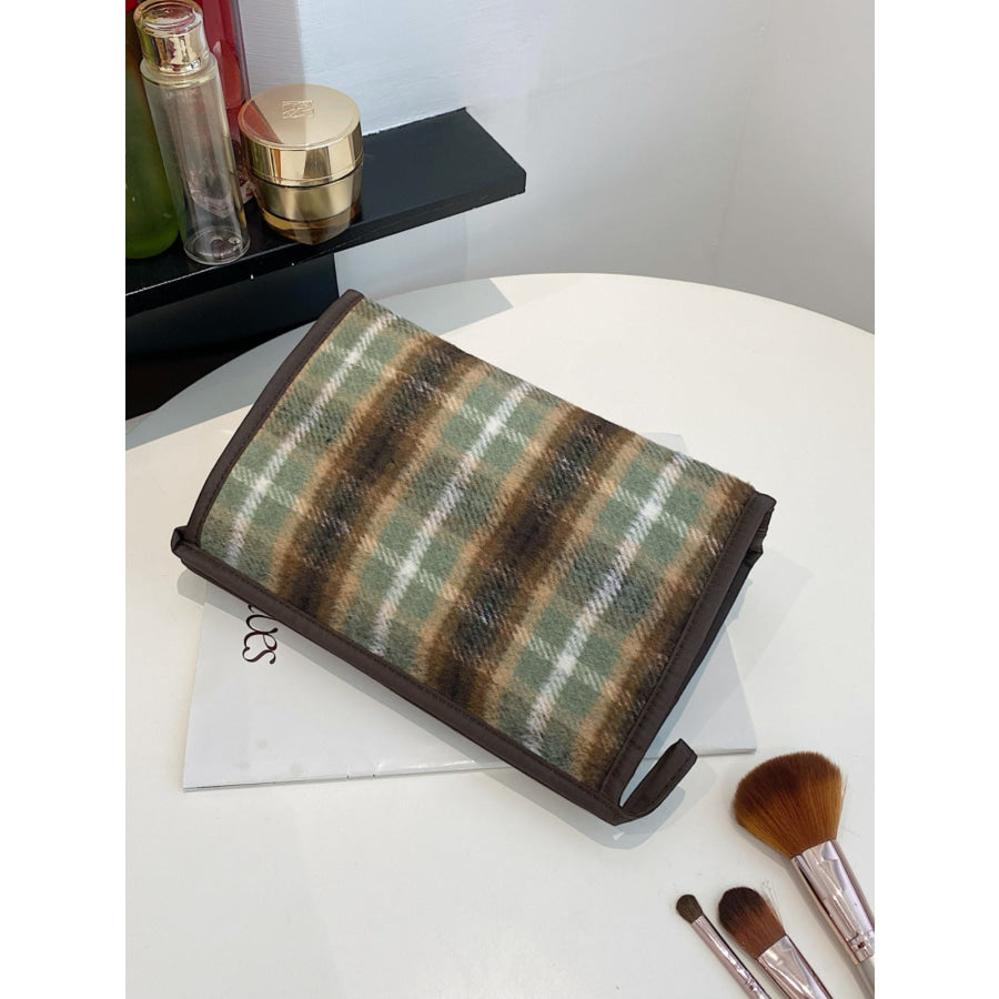 Contrast Plaid Clutch with Zipper Apparel and Accessories