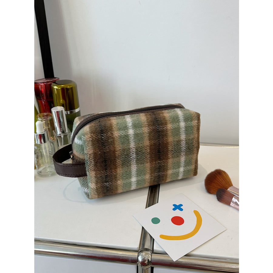 Contrast Plaid Clutch with Zipper Apparel and Accessories