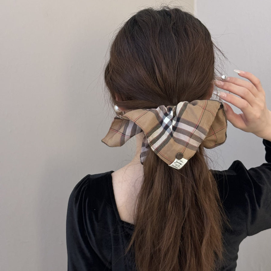 Contrast Plaid Elastic Hair Scrunchy Apparel and Accessories