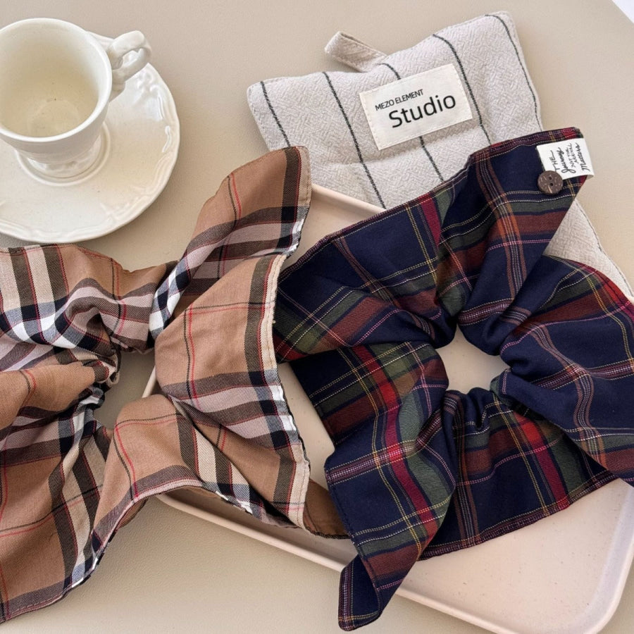 Contrast Plaid Elastic Hair Scrunchy Apparel and Accessories