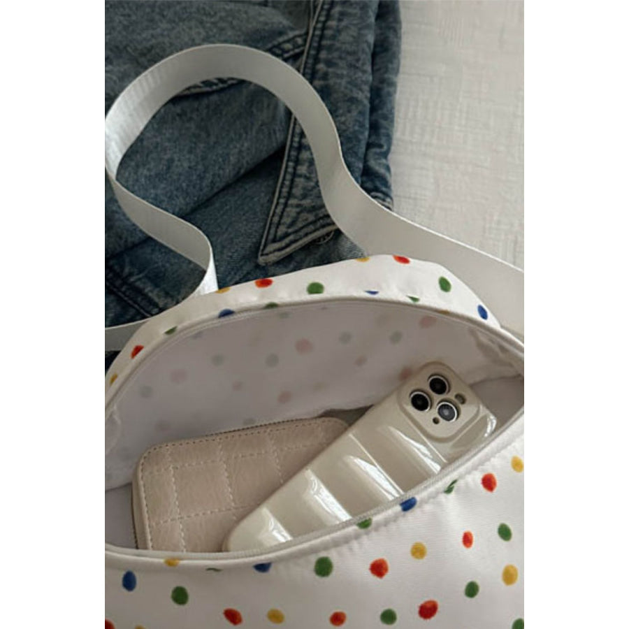 Contrast Polka Dot Crossbody Bag White / One Size Apparel and Accessories