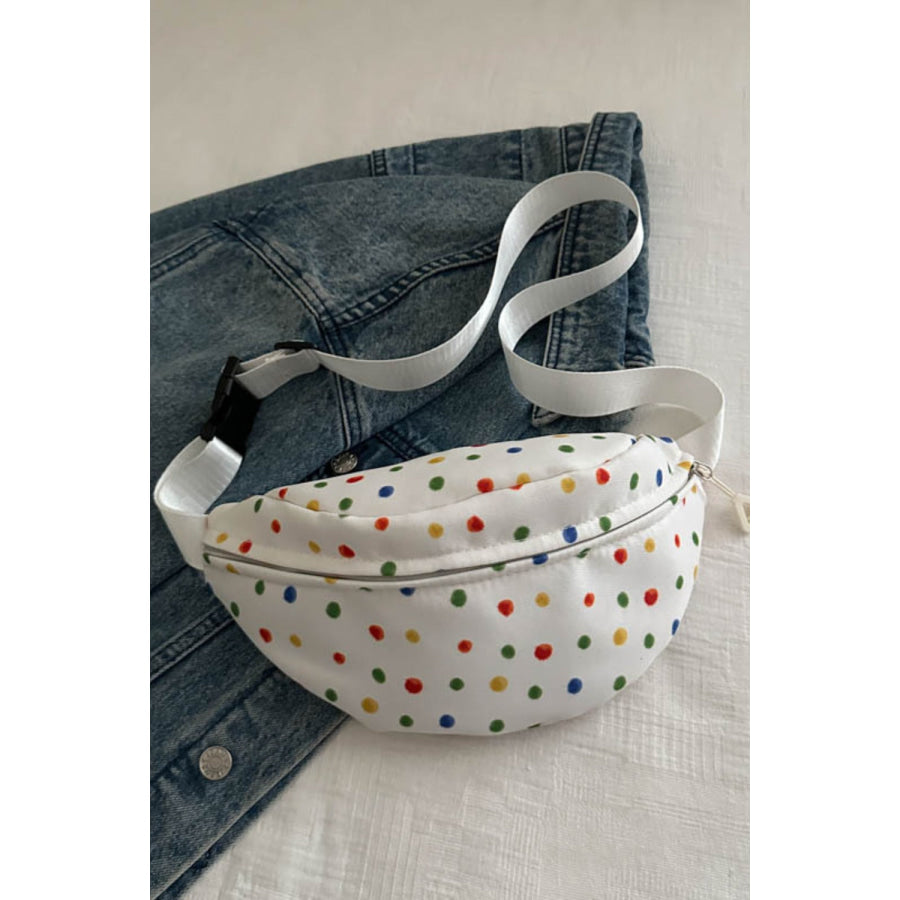 Contrast Polka Dot Crossbody Bag White / One Size Apparel and Accessories