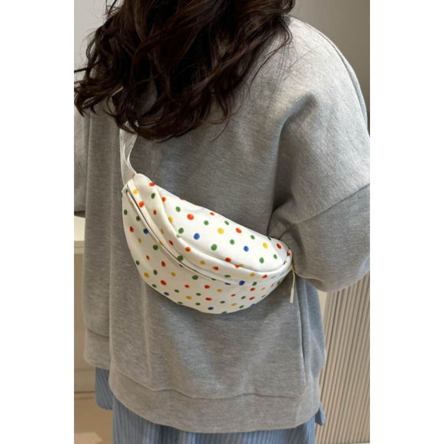 Contrast Polka Dot Crossbody Bag White / One Size Apparel and Accessories