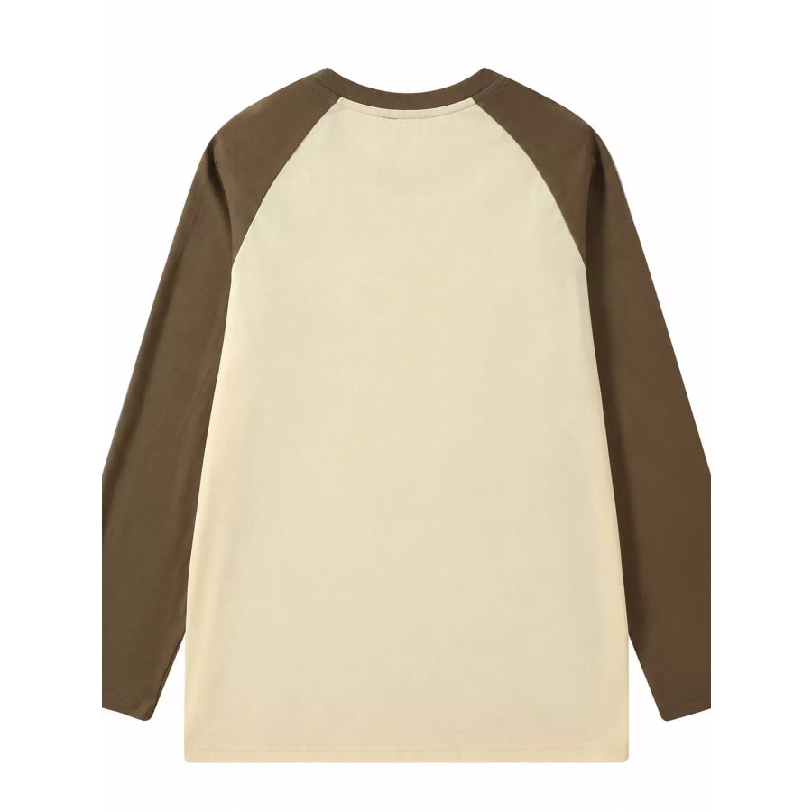 Contrast Raglan Long Sleeve T-Shirt Apparel and Accessories