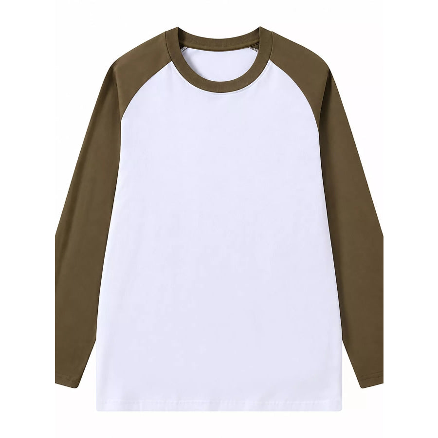 Contrast Raglan Long Sleeve T-Shirt Apparel and Accessories