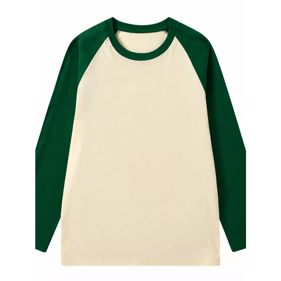 Contrast Raglan Long Sleeve T-Shirt Apparel and Accessories