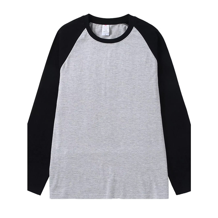Contrast Raglan Long Sleeve T-Shirt Gray And Black - Sleeves / S Apparel Accessories