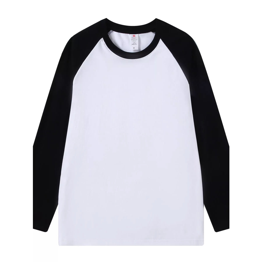 Contrast Raglan Long Sleeve T-Shirt White And Black / S Apparel Accessories