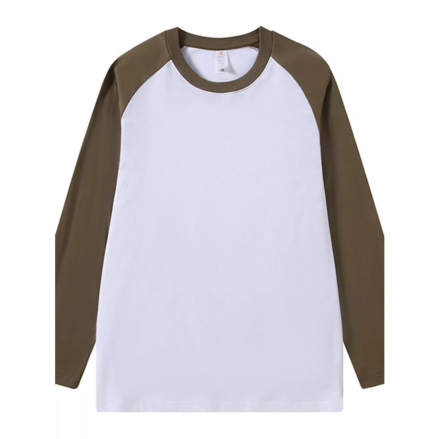 Contrast Raglan Long Sleeve T-Shirt White And Coffee / S Apparel Accessories