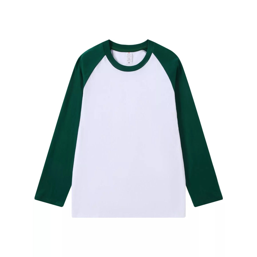 Contrast Raglan Long Sleeve T-Shirt White And Green / S Apparel Accessories