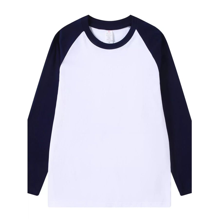 Contrast Raglan Long Sleeve T-Shirt White And Navy / S Apparel Accessories