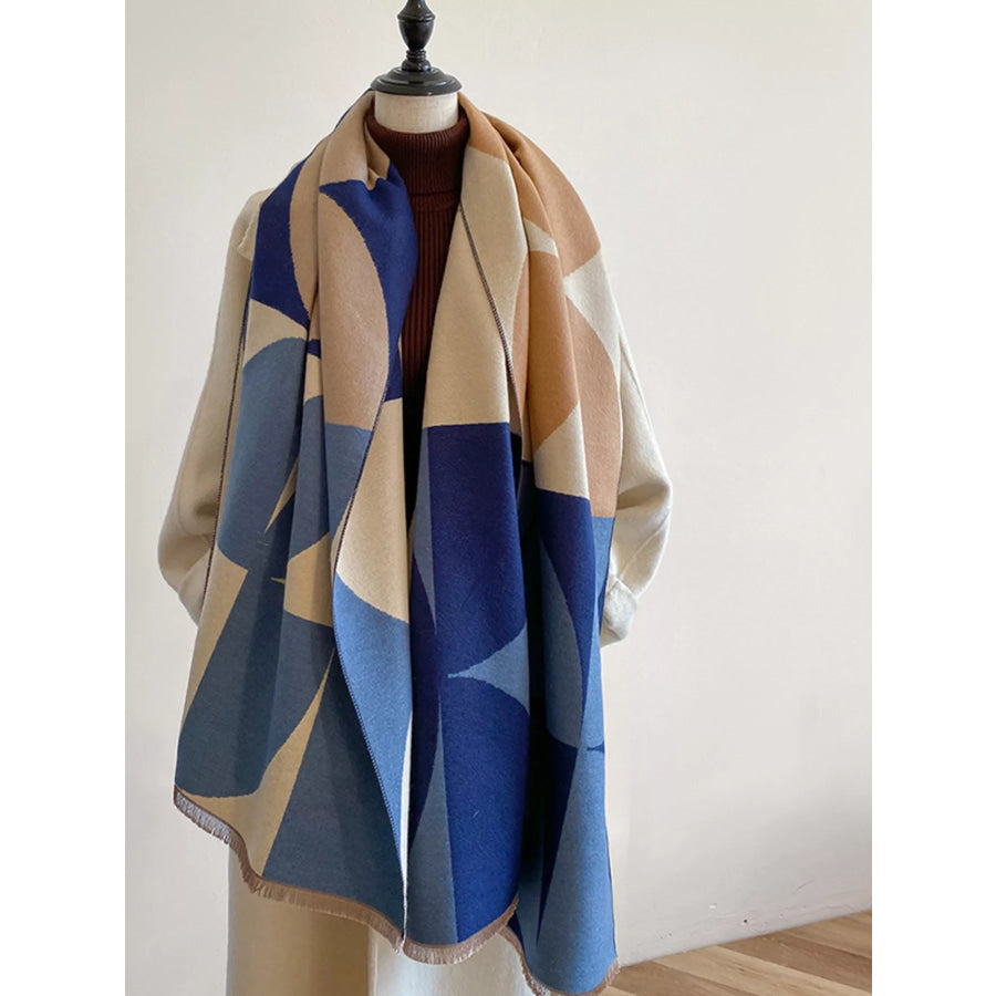 Contrast Raw Hem Scarf Light Indigo / One Size Apparel and Accessories