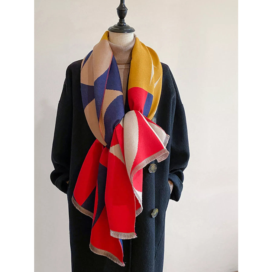 Contrast Raw Hem Scarf Orange / One Size Apparel and Accessories