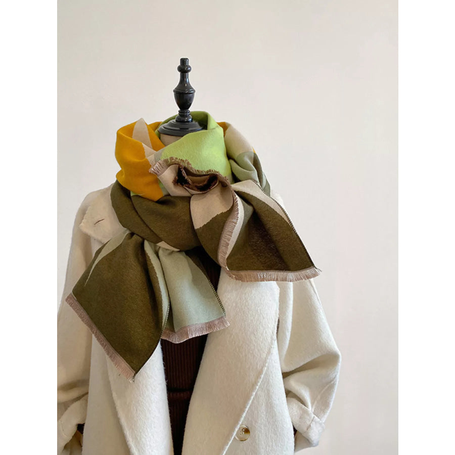 Contrast Raw Hem Scarf Sage / One Size Apparel and Accessories