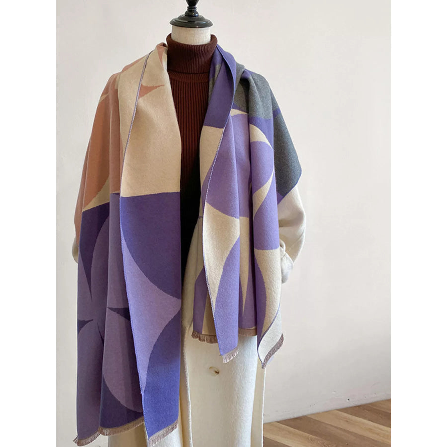 Contrast Raw Hem Scarf Sky Blue / One Size Apparel and Accessories