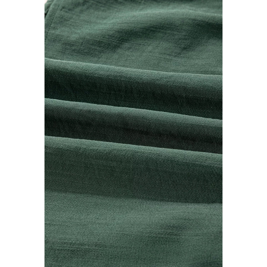 Contrast Ricrac Trim Button V Neck Knotted Bracelet Sleeve Shift Dress Apparel and Accessories