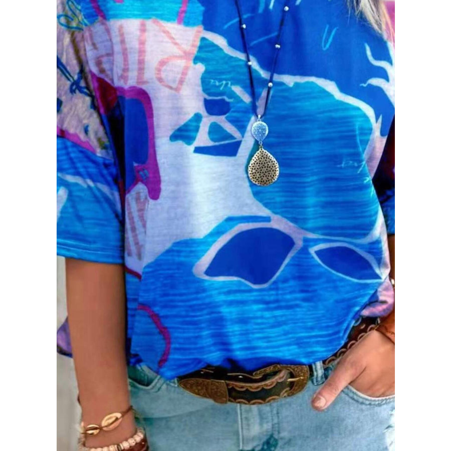 Contrast Round Neck Casual T-Shirt Apparel and Accessories