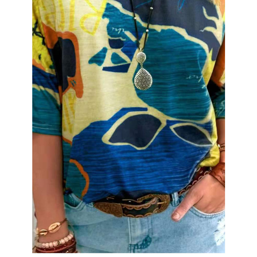 Contrast Round Neck Casual T-Shirt Apparel and Accessories