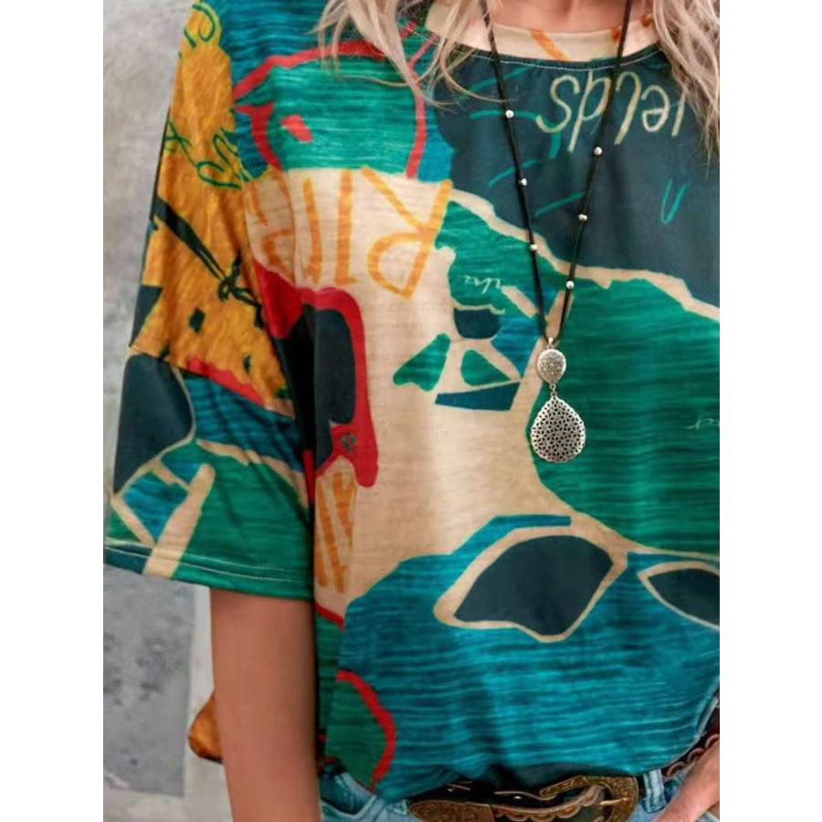 Contrast Round Neck Casual T-Shirt Apparel and Accessories