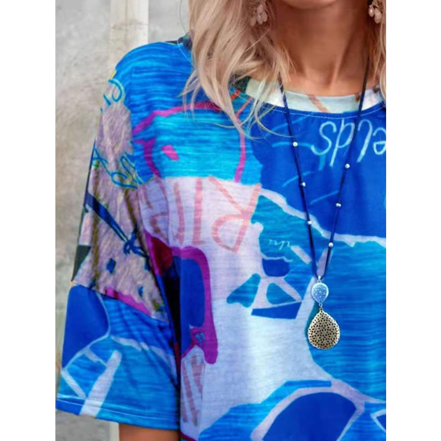 Contrast Round Neck Casual T-Shirt Apparel and Accessories