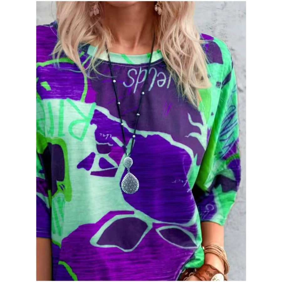 Contrast Round Neck Casual T-Shirt Apparel and Accessories